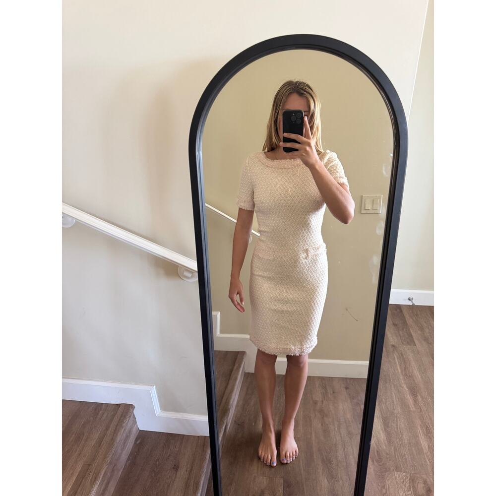 St. John Soft Blush Textured Knit Dress